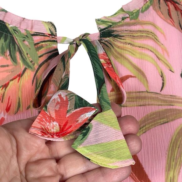 J.Jill Seashell Paradise Found Floral Tunic Top Dress Size 2X Bell Sleeve Pink - Picture 7 of 16